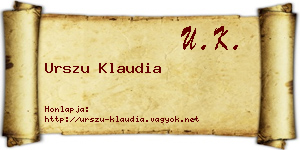 Urszu Klaudia névjegykártya